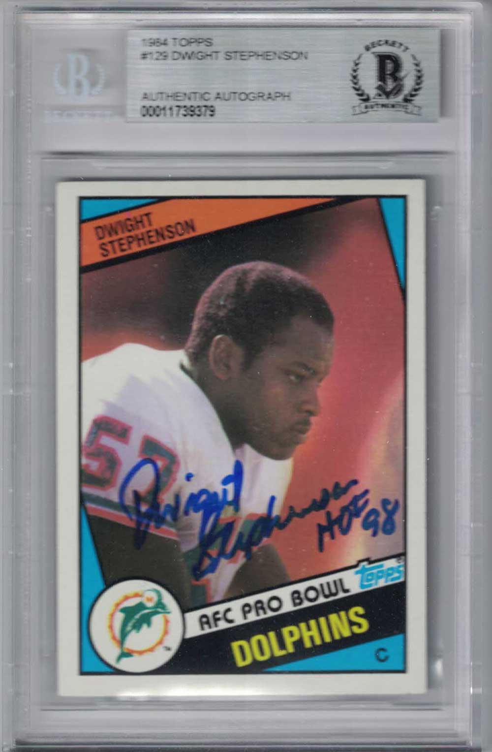 Dwight Stepehnson Miami Dolphins 1984 Topps #129 Signed Card-Powers Sports Memorabilia