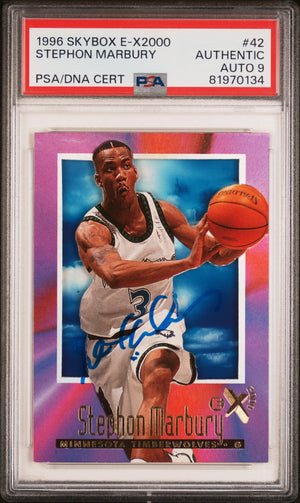 Stephon Marbury 1996 Skybox E-X2000 Signed Rookie Card #42 Auto PSA 9 81970134-Powers Sports Memorabilia