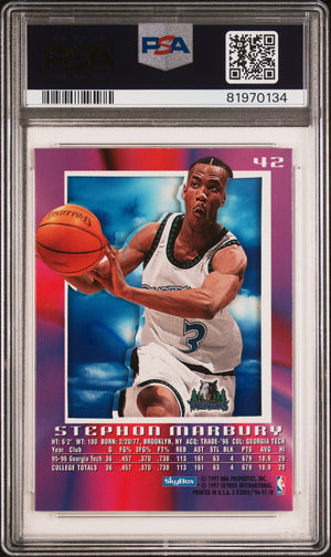 Stephon Marbury 1996 Skybox E-X2000 Signed Rookie Card #42 Auto PSA 9 81970134-Powers Sports Memorabilia