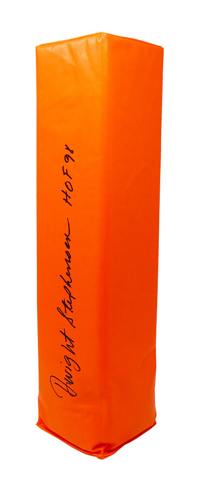 Dwight Stephenson Autographed Orange Endzone Football Pylon w/ HOF 98-Powers Sports Memorabilia