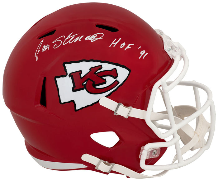 Jan Stenerud Autographed Kansas City Chiefs Riddell Full Size Speed Replica Helmet with HOF'91-Powers Sports Memorabilia