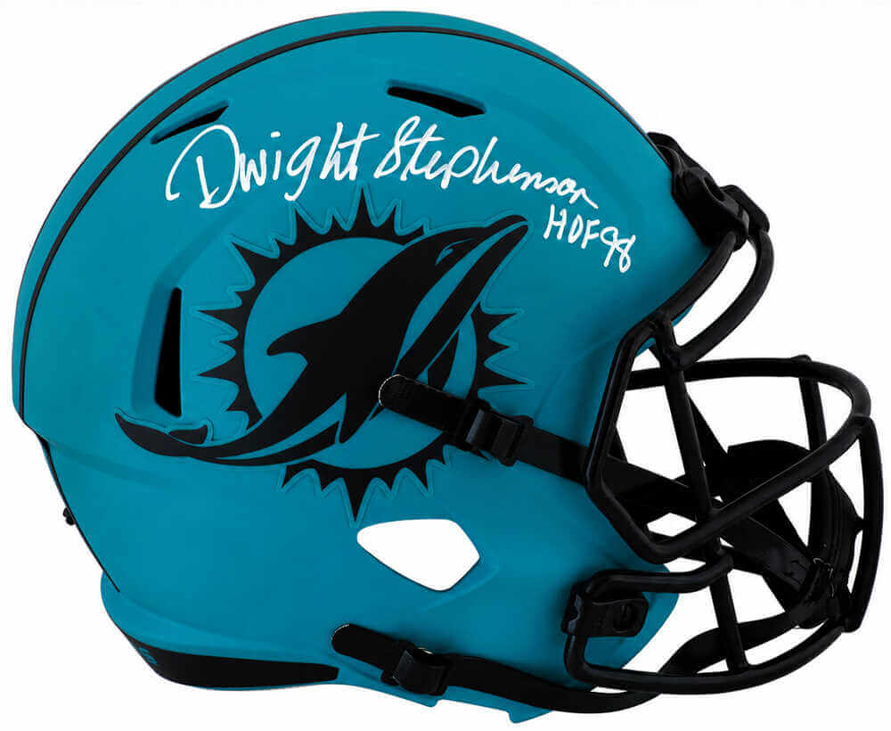 Dwight Stephenson Miami Dolphins Autographed RAVE Full Size Riddell Replica Helmet-Powers Sports Memorabilia