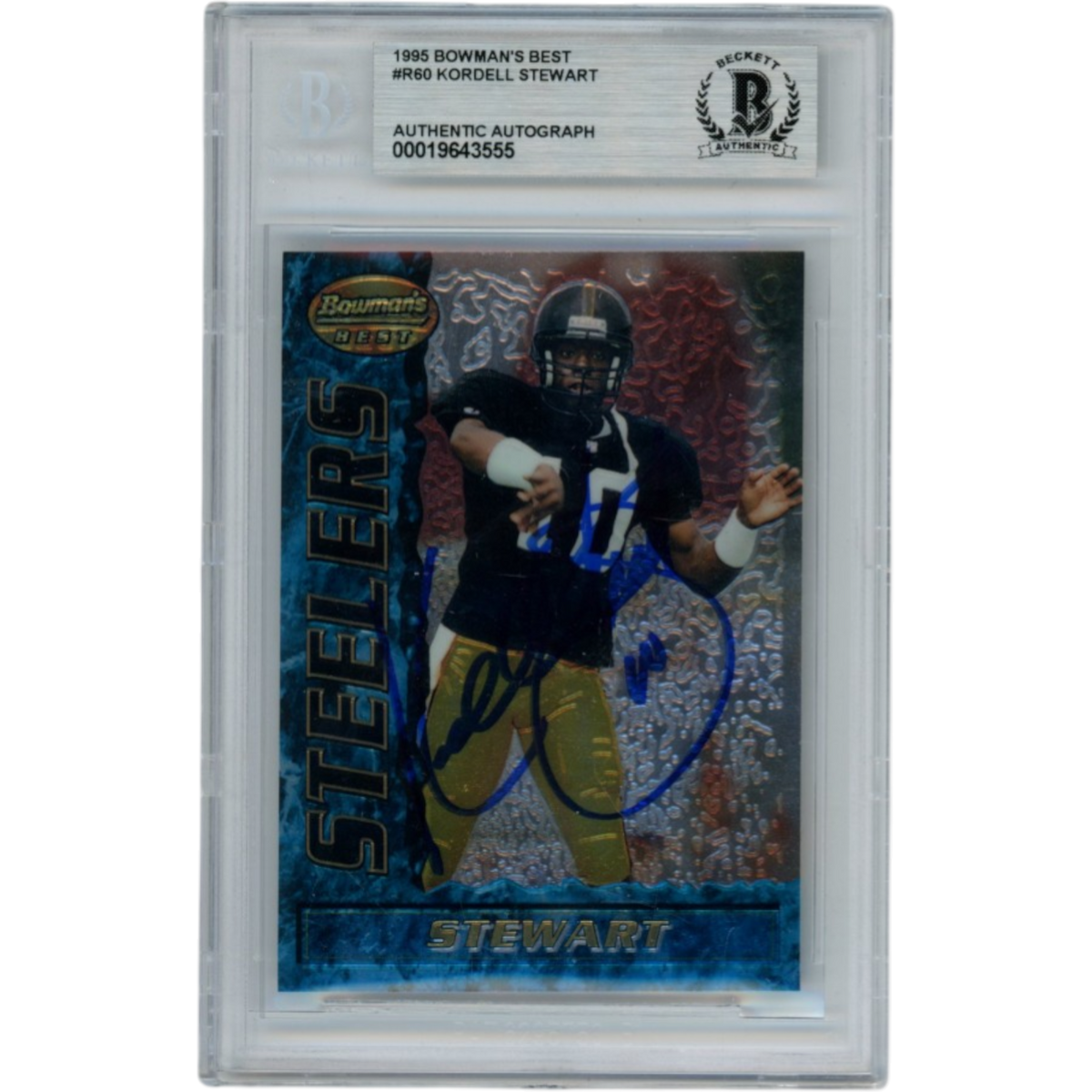 Kordell Stewart Pittsburgh Steelers Signed Card - 95 Bowmans Best #60 Slab Beckett Beckett-Powers Sports Memorabilia