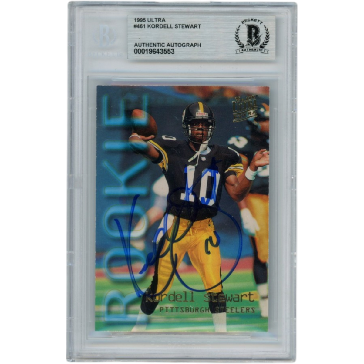 Kordell Stewart Pittsburgh Steelers Signed Card - 95 Fleer Ultra #461 Slab Beckett Beckett-Powers Sports Memorabilia