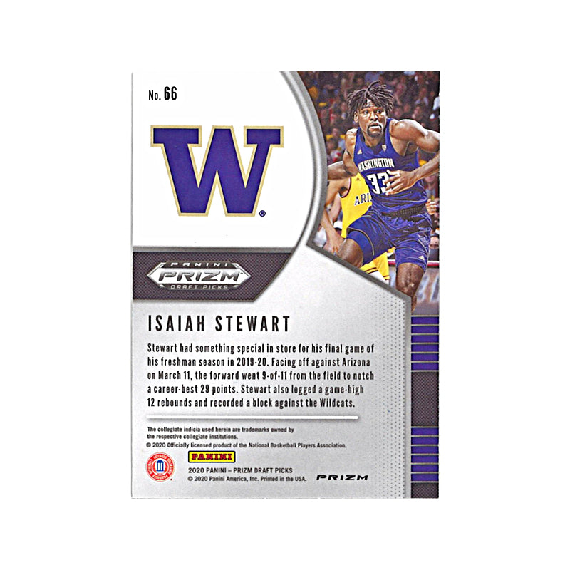 Isaiah Stewart Washington Huskies Signed Panini Prizm 2020 Draft Pick Prizm Card-Powers Sports Memorabilia
