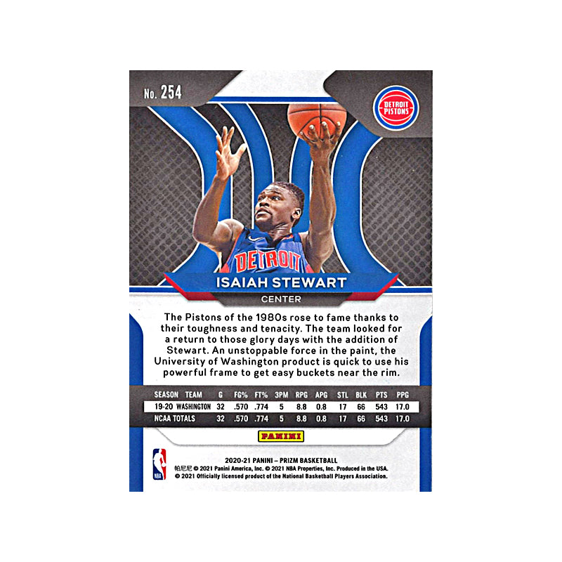 Isaiah Stewart Detroit Pistons Signed 2021 Panini Prizm Rookie Card-Powers Sports Memorabilia