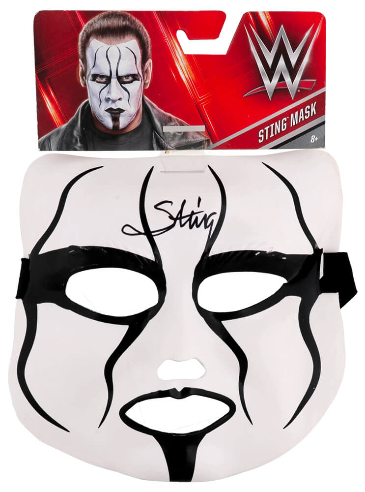 Sting Autographed WWE White & Black Wrestling Mask-Powers Sports Memorabilia