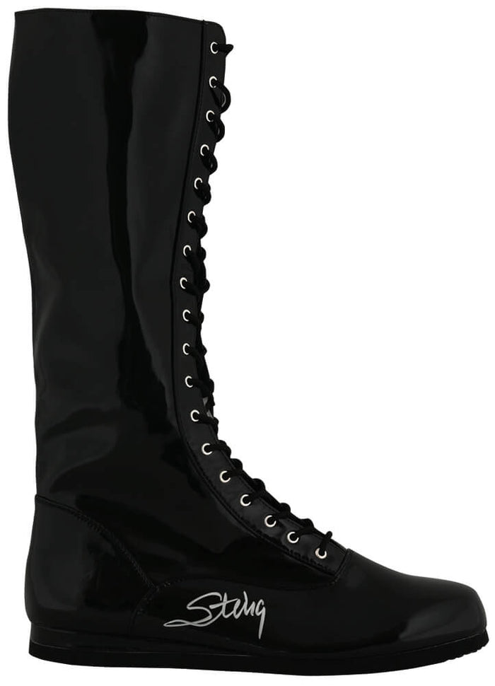 Sting Autographed Black Wrestling Costume Boot-Powers Sports Memorabilia