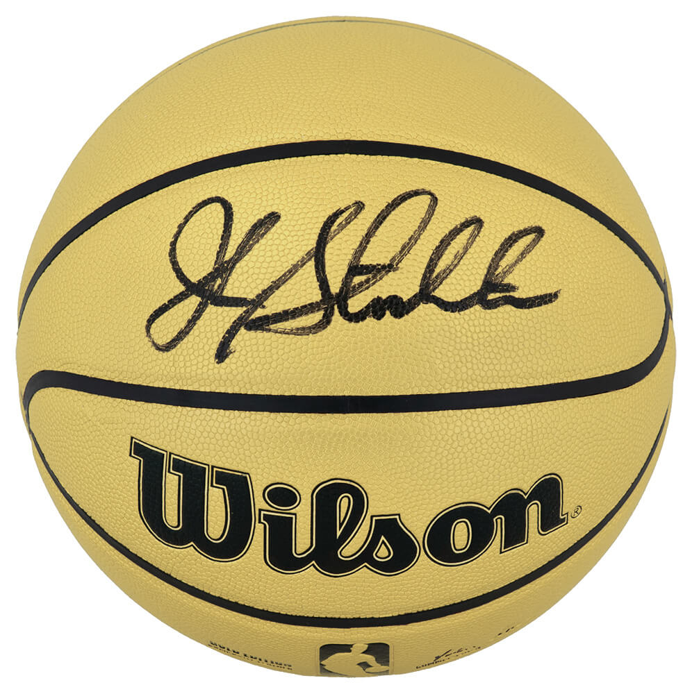 John Stockton Autographed Wilson Gold Full Size Basketball-Powers Sports Memorabilia