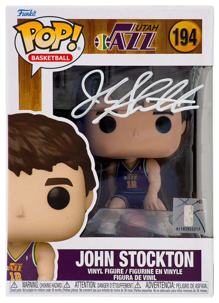 John Stockton Autographed Utah Jazz NBA Funko Pop Doll #194-Powers Sports Memorabilia