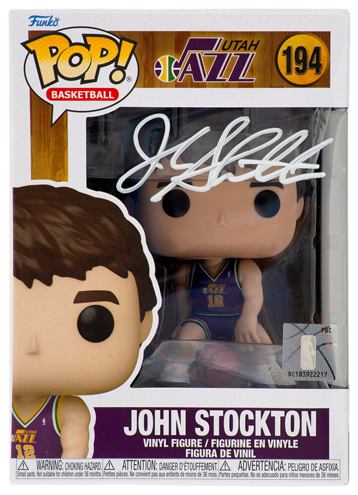 John Stockton Autographed Utah Jazz NBA Funko Pop Doll #194-Powers Sports Memorabilia
