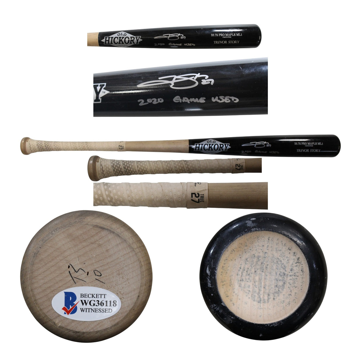 Trevor Story Colorado Rockies Signed Guitar - Game Used '20 Old Hickory Bat Beckett Beckett - 57826-Powers Sports Memorabilia