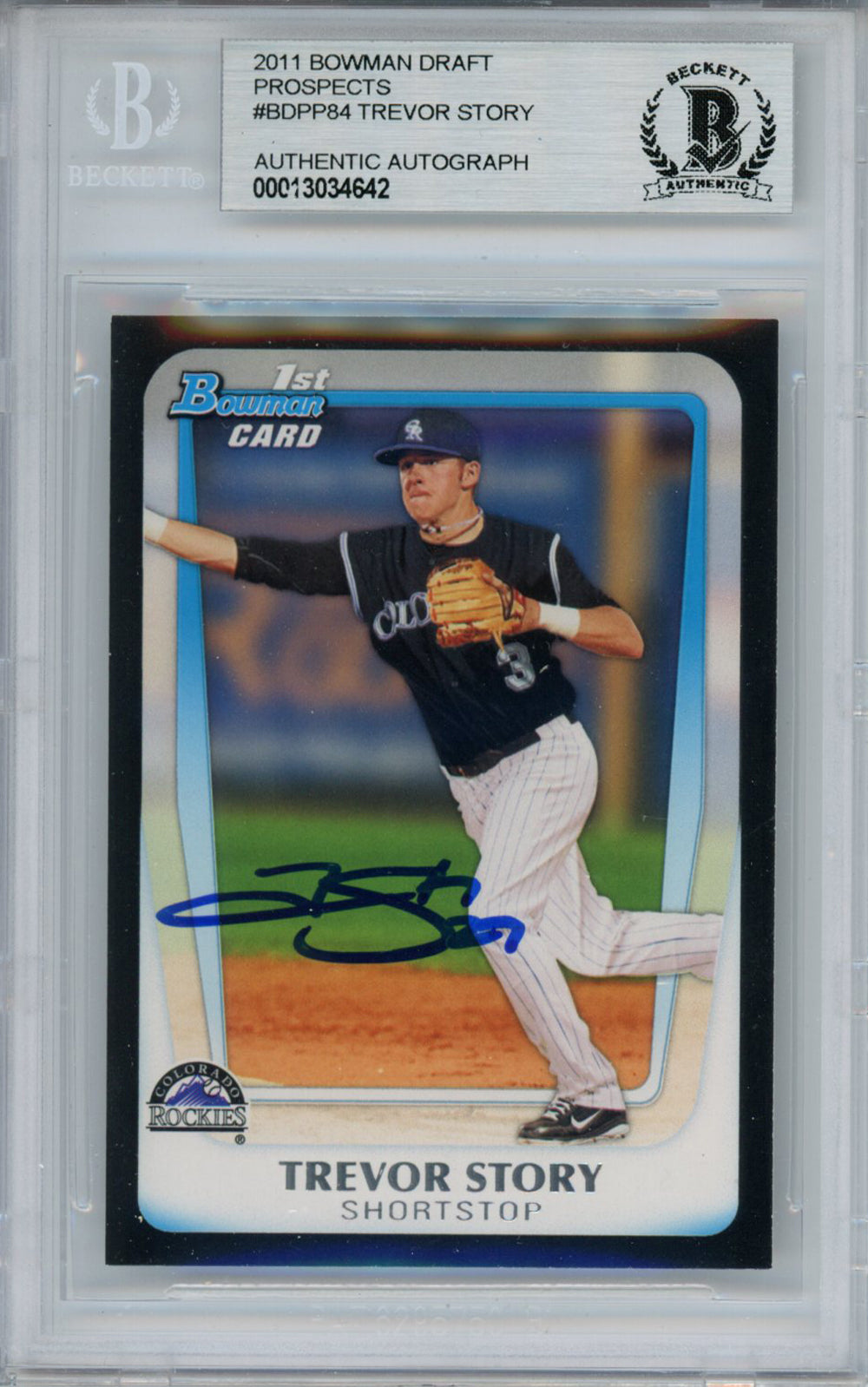 Trevor Story 2011 Bowman #BBPP84 Trading Signed Card-Powers Sports Memorabilia