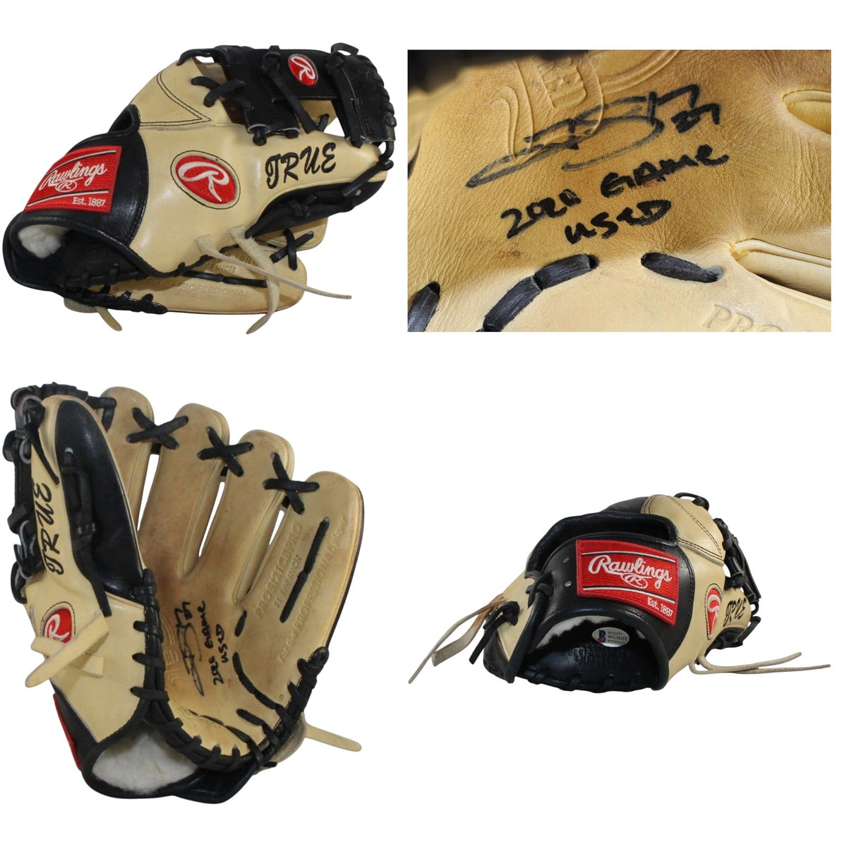 Trevor Story Colorado Rockies Signed Guitar - Game Used 2020 Baseball Glove Beckett Beckett - 57819-Powers Sports Memorabilia