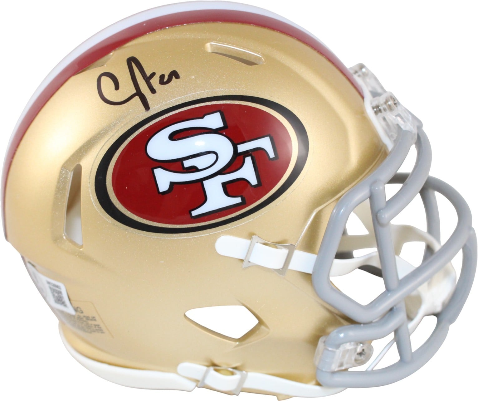 Upton Stout Signed San Francisco 49ers Mini Helmet – Beckett Authenticated-Powers Sports Memorabilia