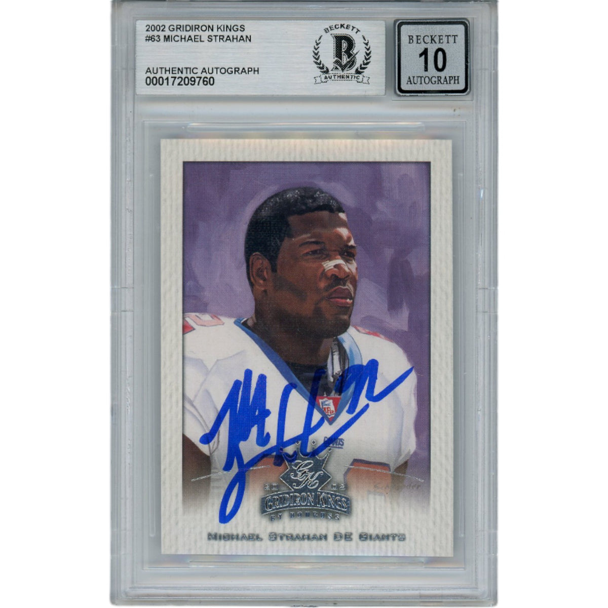 Michael Strahan 02 Gridiron Kings Grd 10 Trading Signed Card-Powers Sports Memorabilia