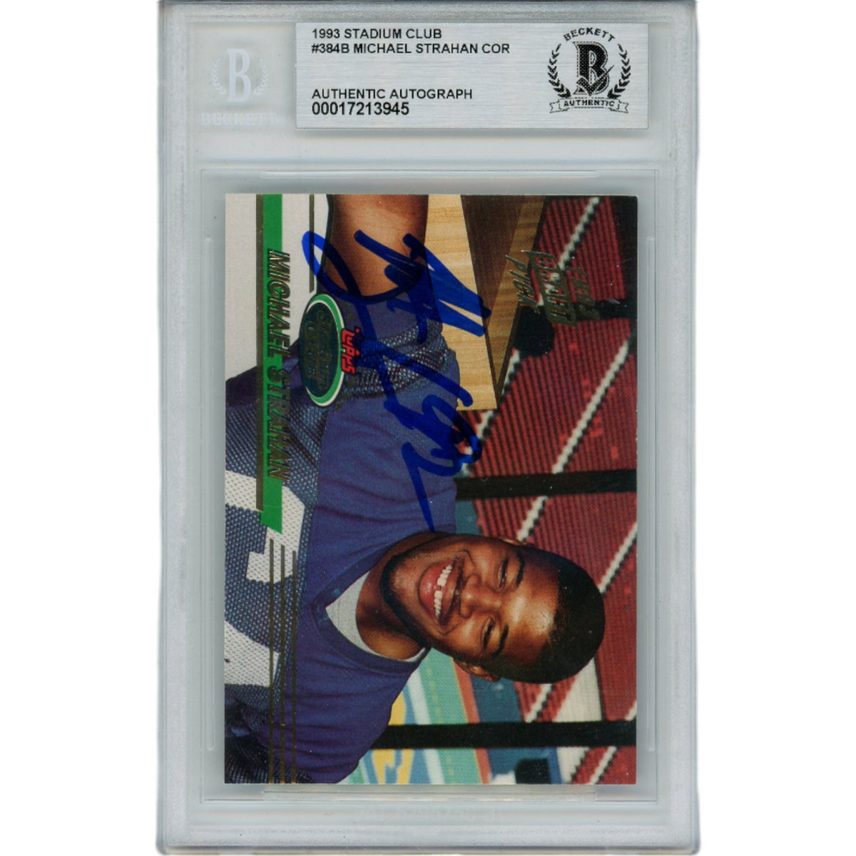Michael Strahan New York Giants Signed Card - 93 Stadium Club Slabbed Beckett Beckett-Powers Sports Memorabilia