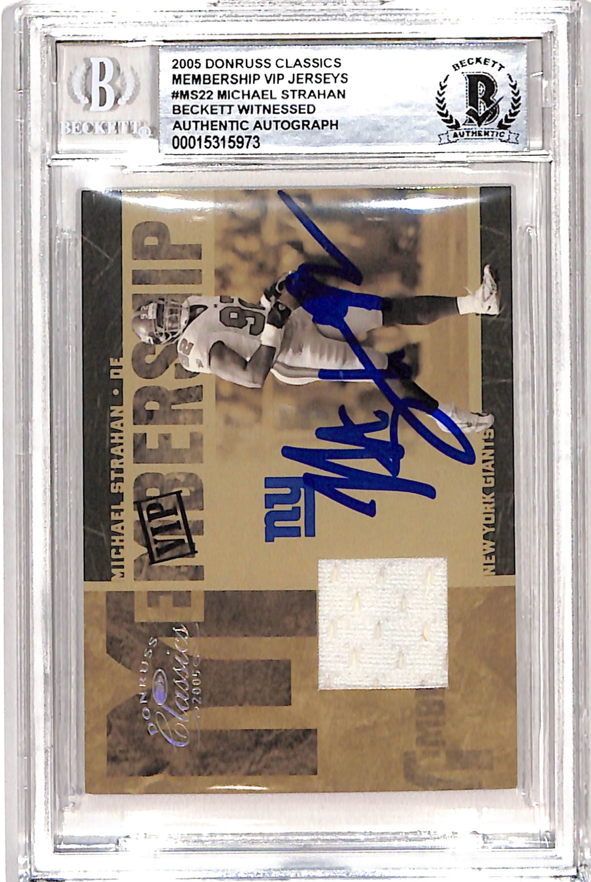 Michael Strahan New York Giants Signed Card - 2005 Donruss #MS-22 Beckett Beckett-Powers Sports Memorabilia