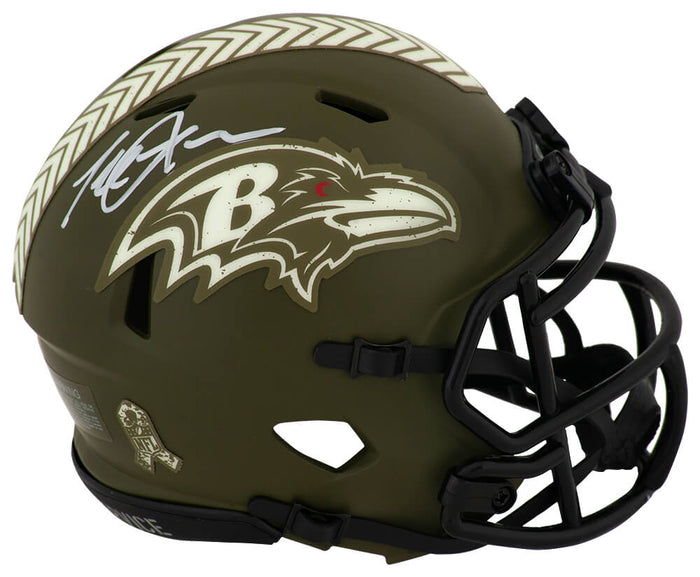 Terrell Suggs Baltimore Ravens Autographed SALUTE Riddell Speed Mini Helmet-Powers Sports Memorabilia