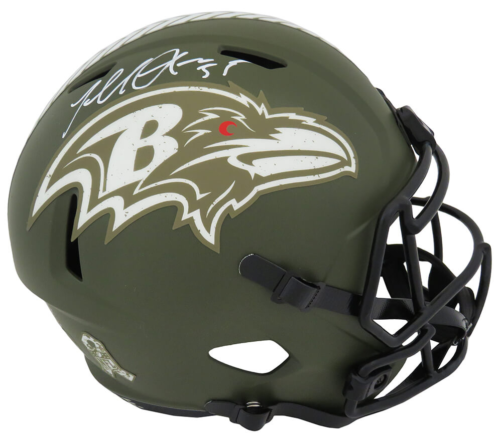 Terrell Suggs Autographed Baltimore Ravens Salute to Service Riddell Full Size Speed Replica Helmet-Powers Sports Memorabilia