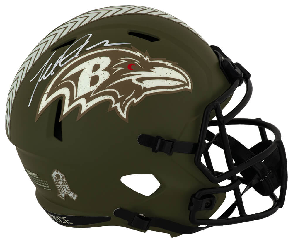 Terrell Suggs Autographed Baltimore Ravens SALUTE Riddell Full Size Speed Replica Helmet-Powers Sports Memorabilia