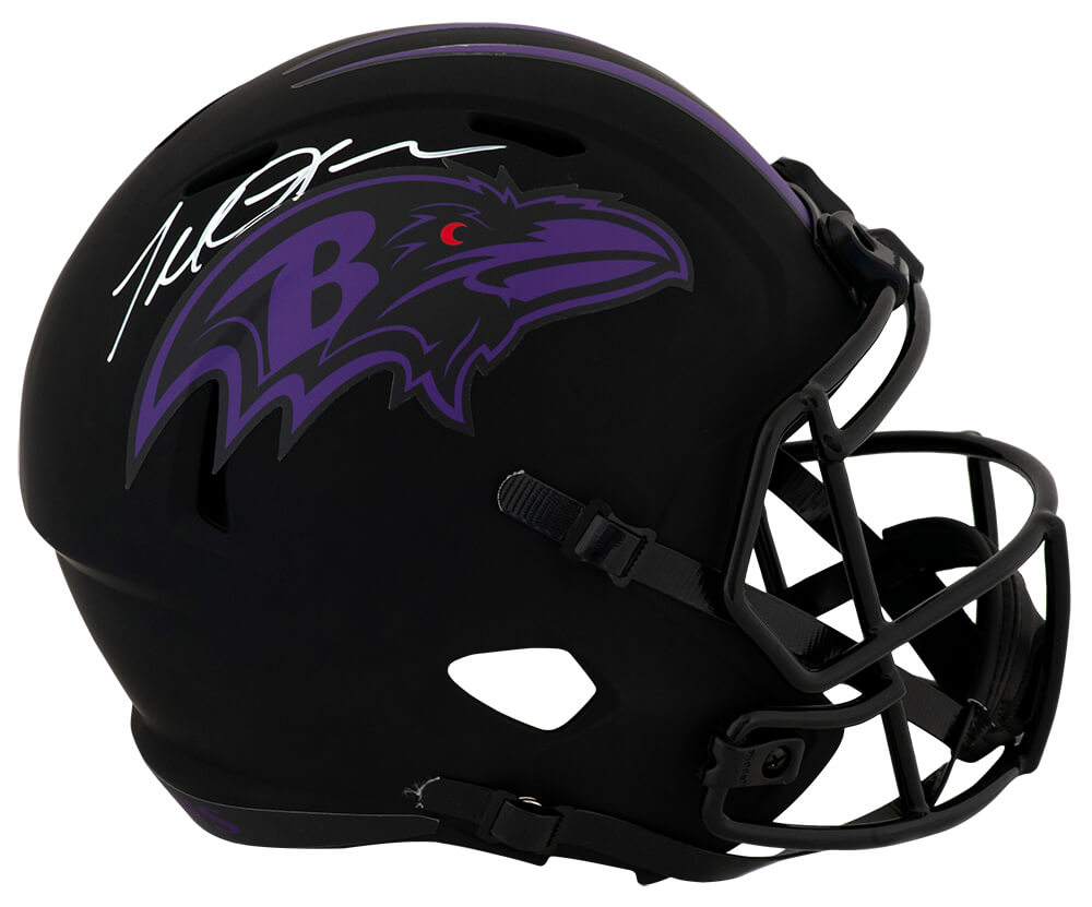 Terrell Suggs Baltimore Ravens Autographed Matte Full Size Riddell Replica Helmet-Powers Sports Memorabilia