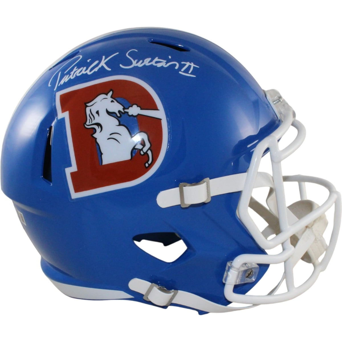 Patrick Surtain Autographed Denver Broncos Full-Size TB Helmet – Beckett Witness Authenticated-Powers Sports Memorabilia