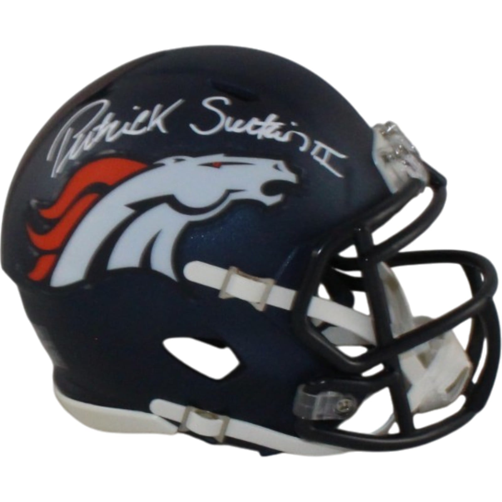 Patrick Surtain Signed Denver Broncos Mini Helmet – Beckett Witness Authenticated-Powers Sports Memorabilia