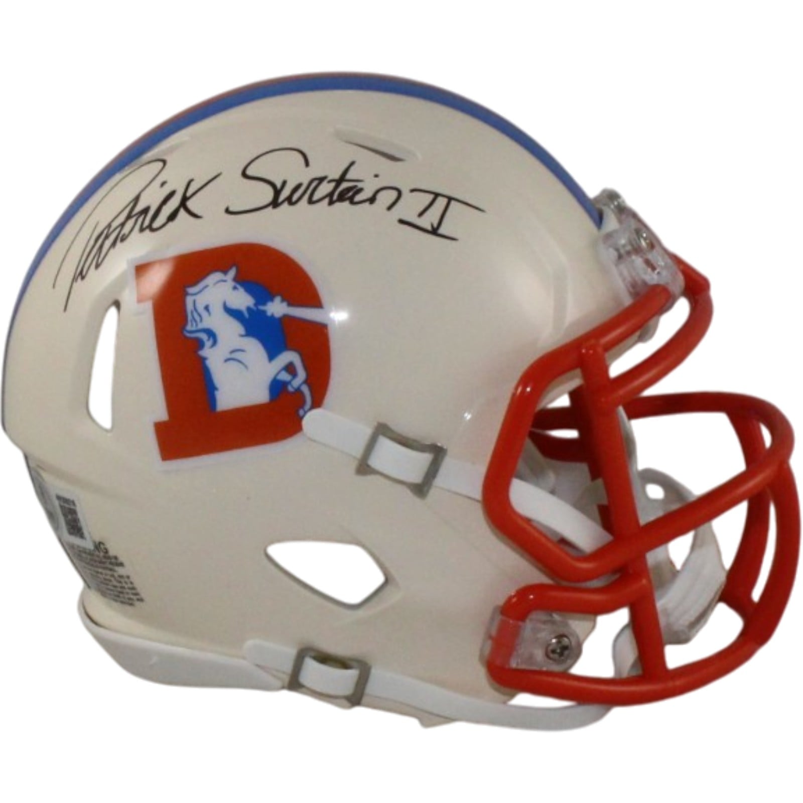 Patrick Surtain Signed Denver Broncos Retro Mini Helmet – Beckett Authenticated-Powers Sports Memorabilia