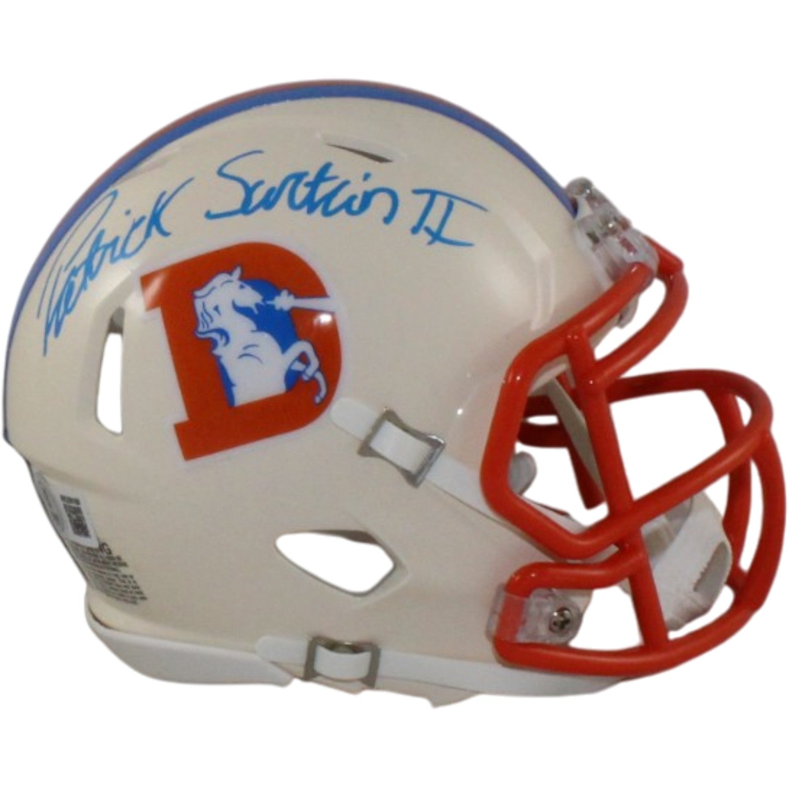 Patrick Surtain Denver Broncos Retro Signed Mini Helmet-Powers Sports Memorabilia