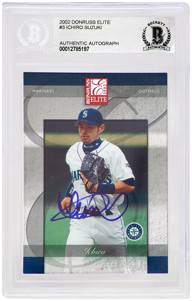 Ichiro Suzuki Seattle Mariners Autographed 2002 Donruss Elite Baseball Card-Powers Sports Memorabilia