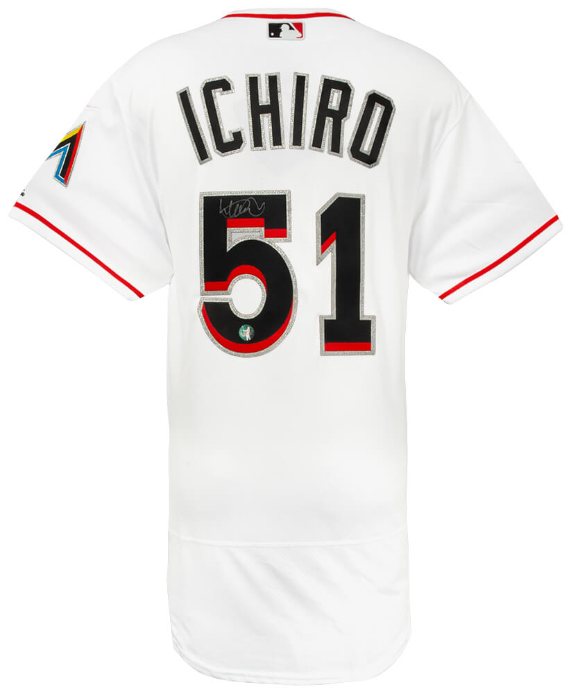 Ichiro Suzuki Miami Marlins Autographed Majestic Authentic Flex Base-Powers Sports Memorabilia