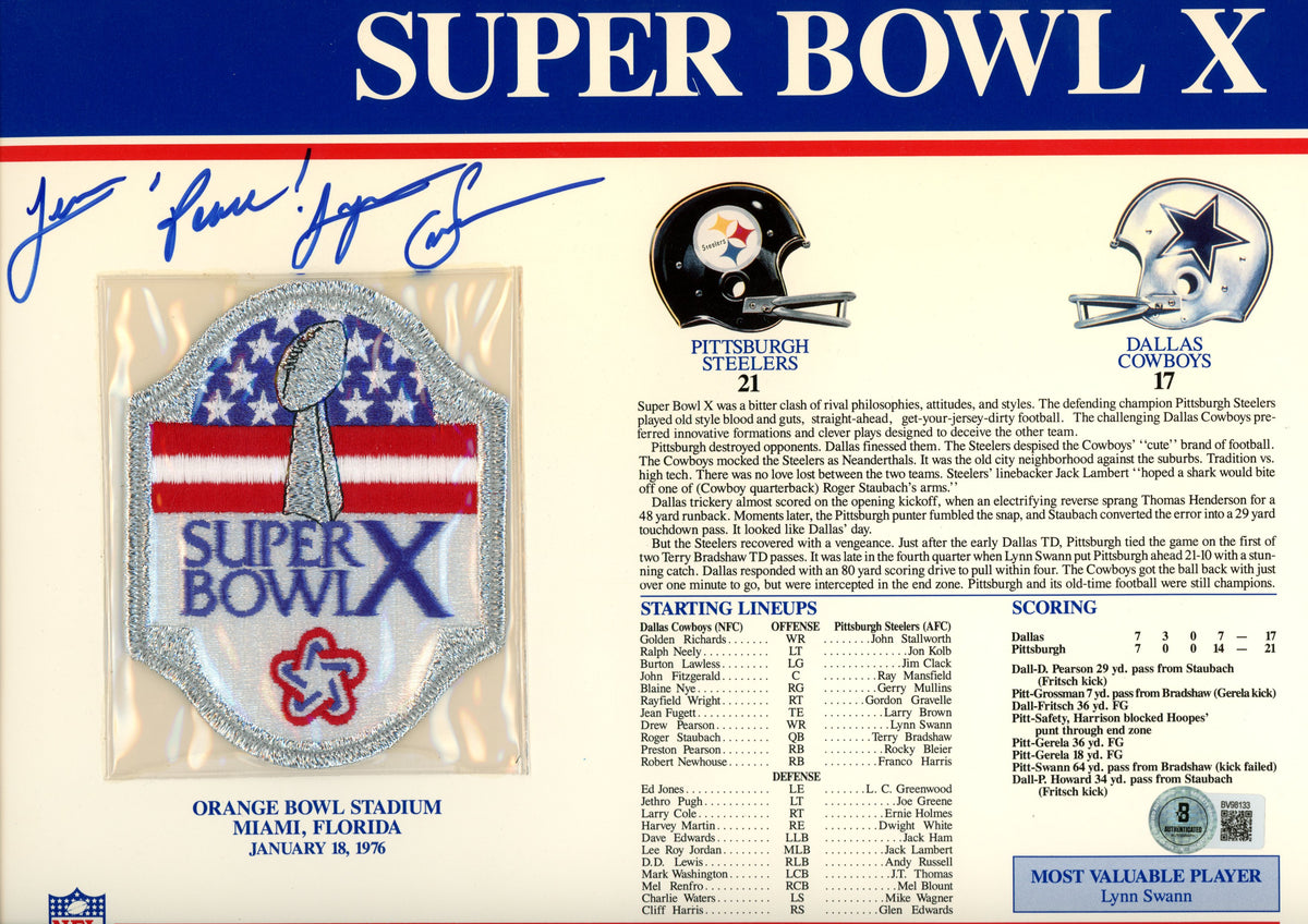 Lynn Swann Pittsburgh Steelers Signed Mini Helmet - Super Bowl X Patch Stat Beckett Beckett-Powers Sports Memorabilia