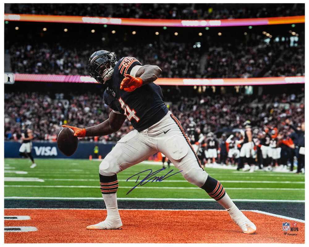 D'Andre Swift Autographed Chicago Bears Touchdown Celebration 16x20 Photo-Powers Sports Memorabilia