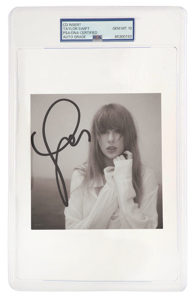 Taylor Swift Autographed 'The Tortured Poets Department' 5x5 CD Insert - (PSA/DNA Encapsulated - Auto 10 Grade)-Powers Sports Memorabilia
