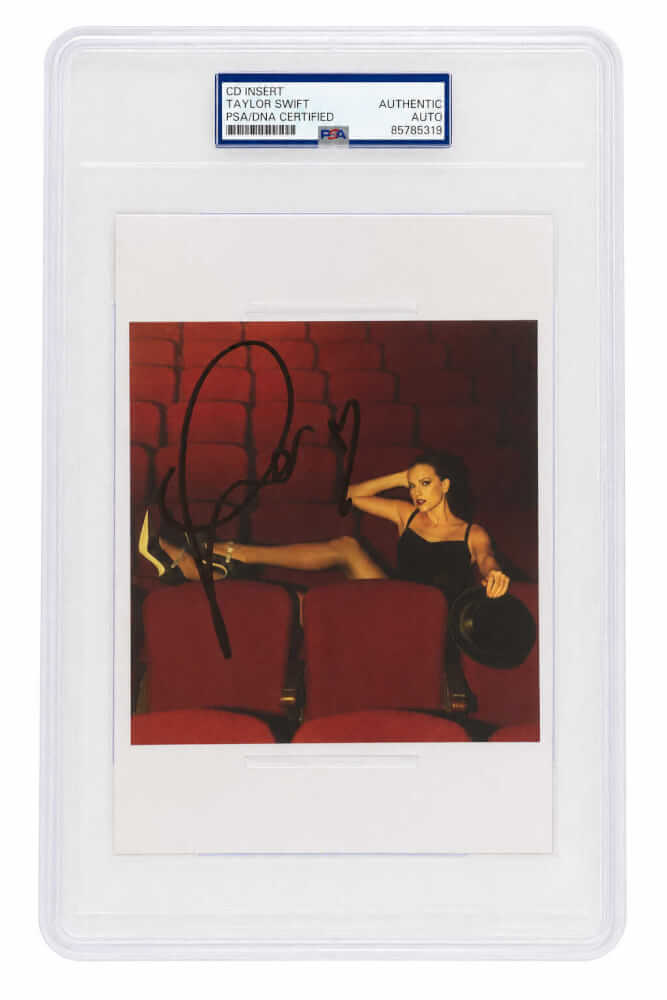 Taylor Swift Autographed 'Life Of A Showgirl' (In Seats) 5x5 CD Insert with Heart - (PSA/DNA Encapsulated)-Powers Sports Memorabilia