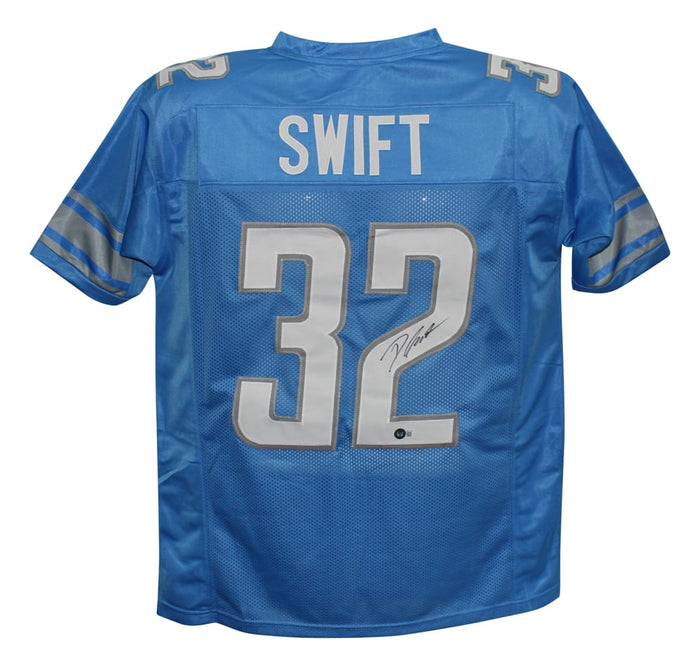 D'Andre Swift Signed Pro Style Blue XL Jersey – Beckett Authenticated-Powers Sports Memorabilia