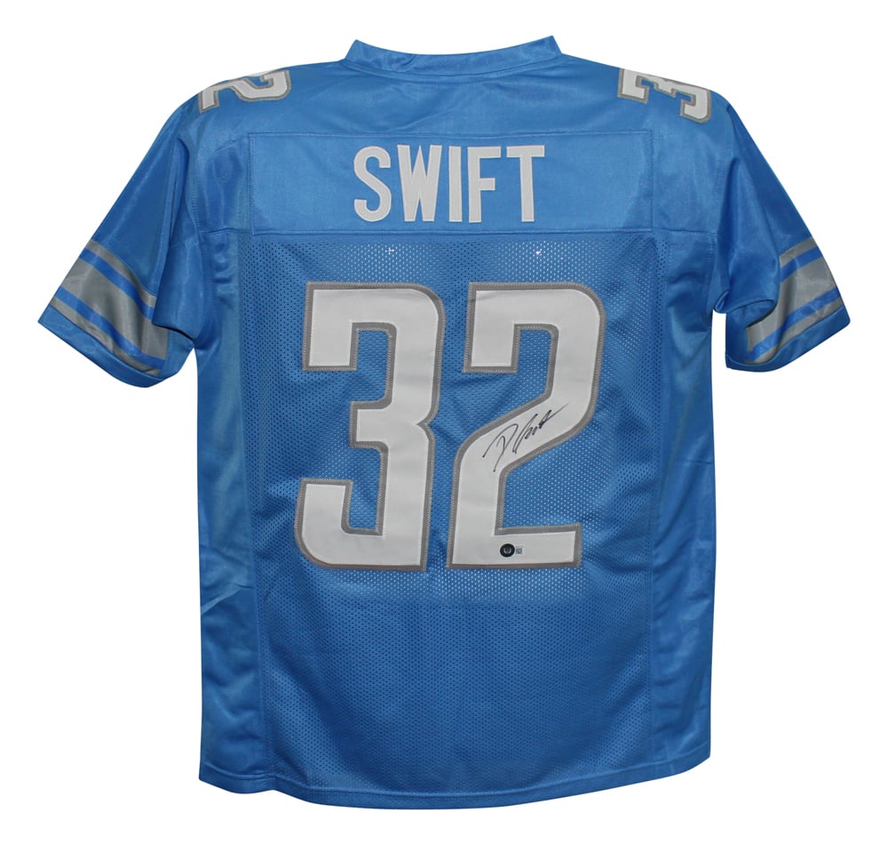 D'Andre Swift Signed Pro Style Blue XL Jersey – Beckett Authenticated-Powers Sports Memorabilia