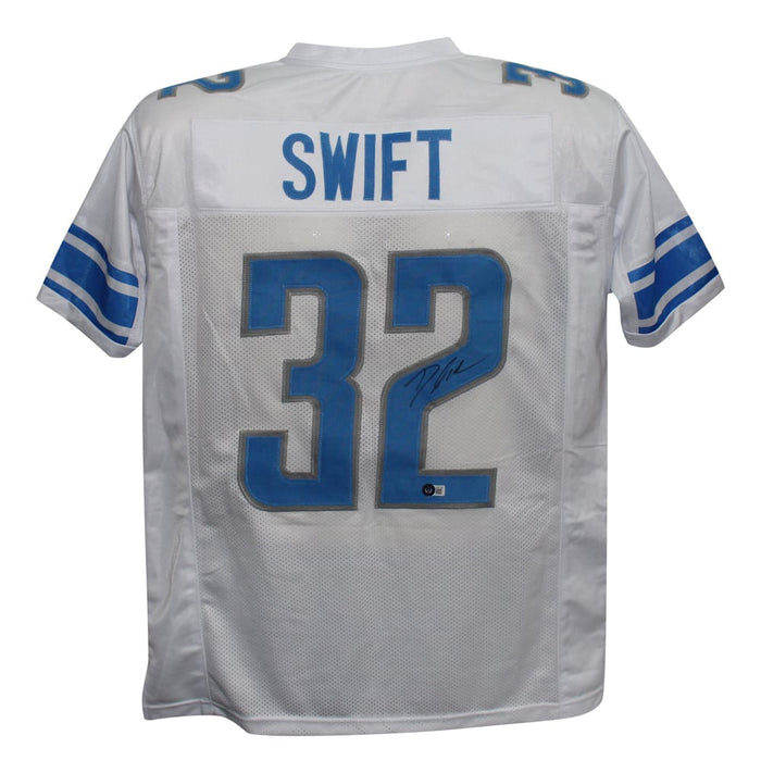 D'Andre Swift Signed Pro Style White XL Jersey – Beckett Authenticated-Powers Sports Memorabilia