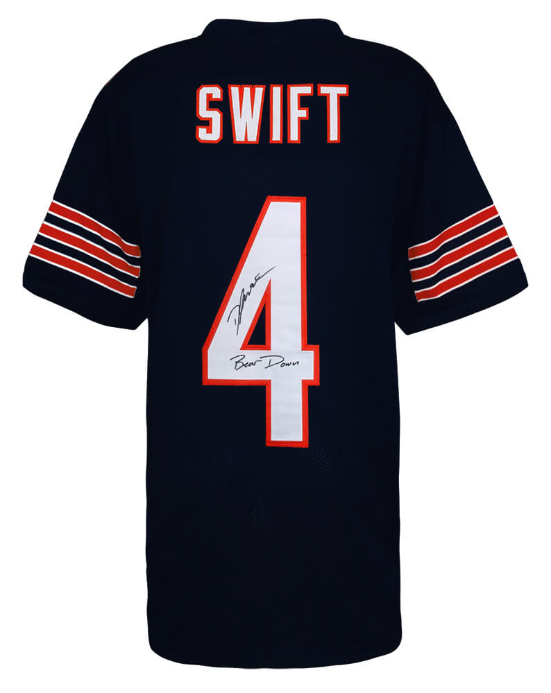 D'Andre Swift Autographed Navy Custom Football Jersey with Bear Down-Powers Sports Memorabilia
