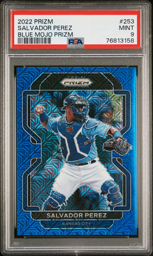 Salvador Perez 2022 Panini Prizm Blue Mojo Baseball Card #253 PSA 9 114/199-Powers Sports Memorabilia