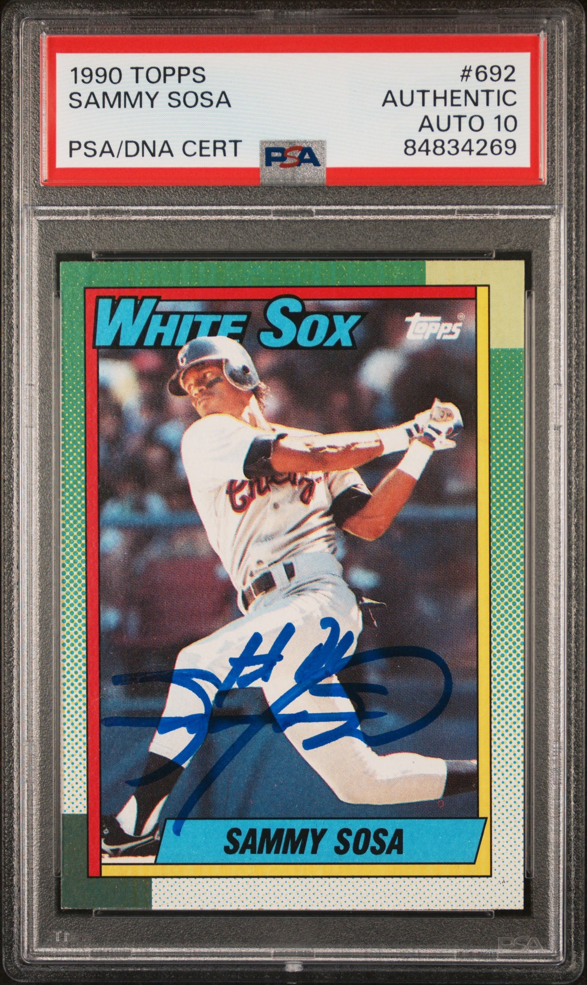 Sammy Sosa 1990 Topps Signed Baseball Rookie Card #692 Auto Graded PSA 10 834269-Powers Sports Memorabilia