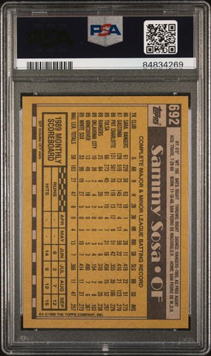 Sammy Sosa 1990 Topps Signed Baseball Rookie Card #692 Auto Graded PSA 10 834269-Powers Sports Memorabilia
