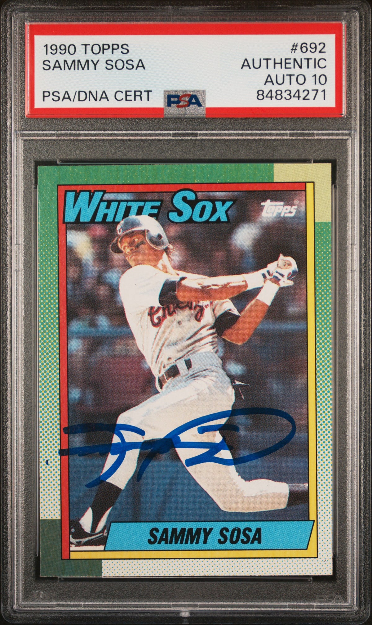 Sammy Sosa 1990 Topps Signed Baseball Rookie Card #692 Auto Graded PSA 10 834271-Powers Sports Memorabilia