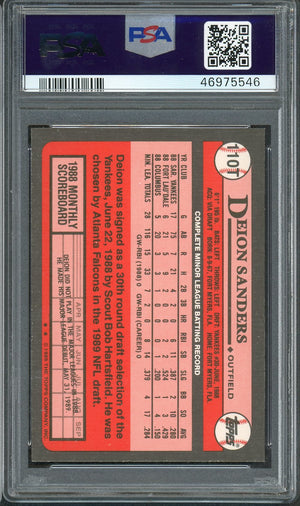 Deion Sanders 1989 Topps Traded Baseball Rookie Card RC #110T Graded PSA 10 GEM MINT-Powers Sports Memorabilia