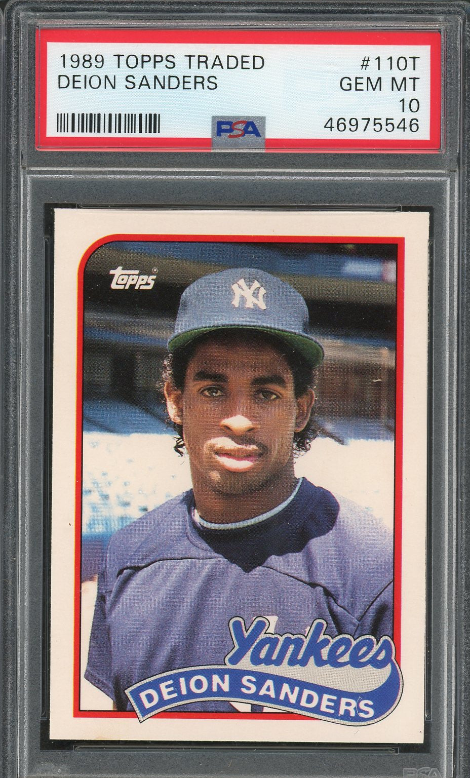 Deion Sanders 1989 Topps Traded Baseball Rookie Card RC #110T Graded PSA 10 GEM MINT-Powers Sports Memorabilia