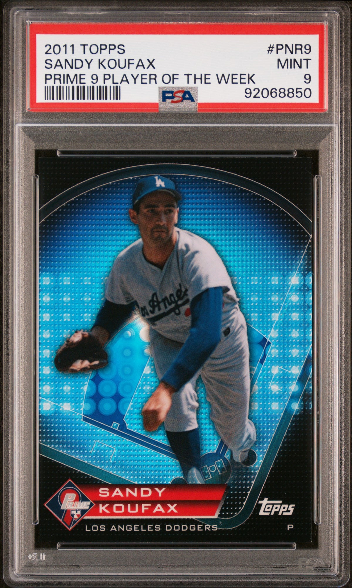 Sandy Koufax 2011 Topps Prime 9 Redemption Baseball Card #PNR9 Graded PSA 9-Powers Sports Memorabilia