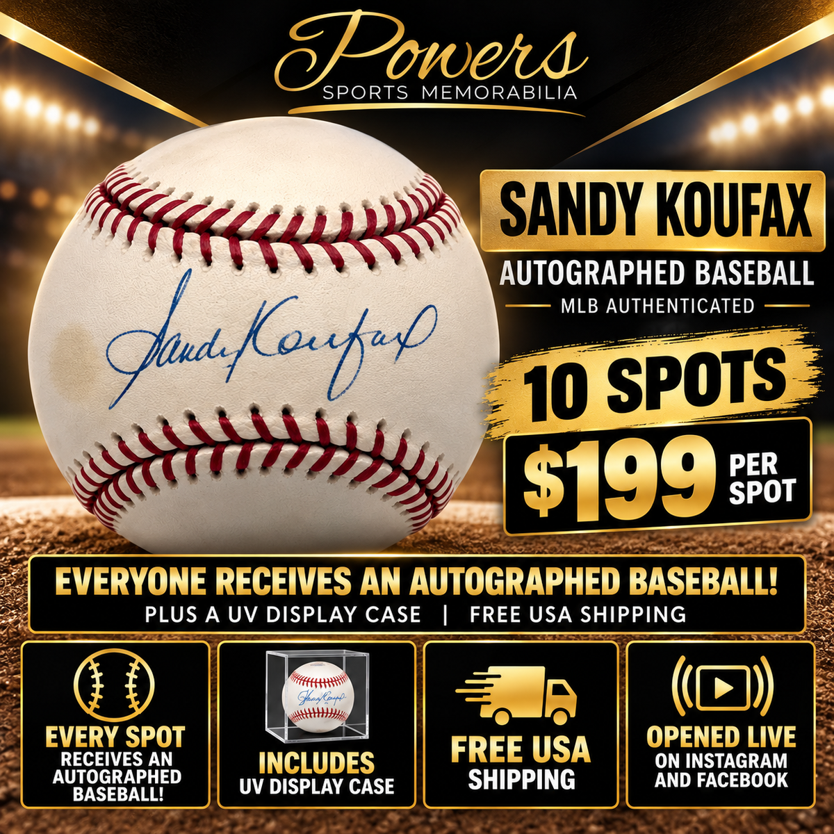 $199 Autographed Baseball Break – Sandy Koufax, Nolan Ryan, Yogi Berra & More-Powers Sports Memorabilia