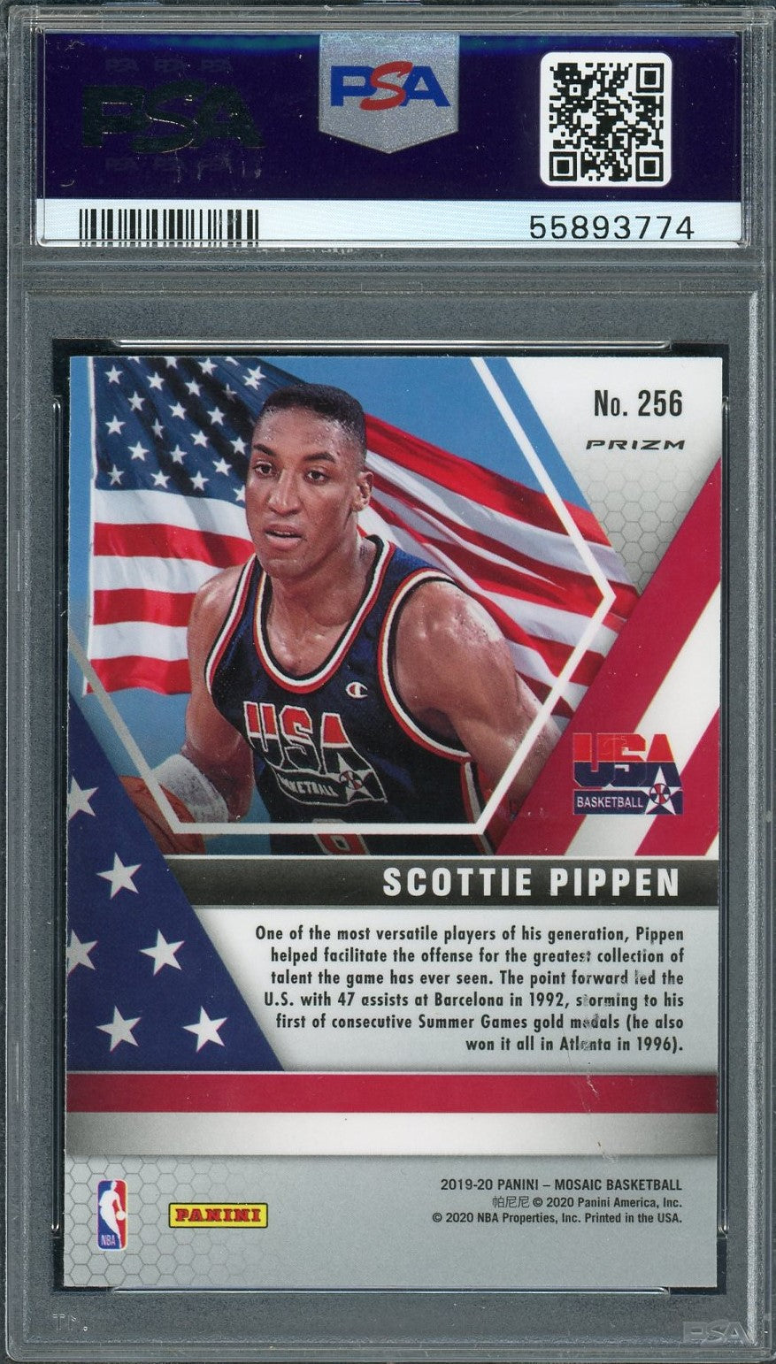 Scottie Pippen 2019 Panini Mosaic Red Wave Basketball Card #256 Graded PSA 10-Powers Sports Memorabilia