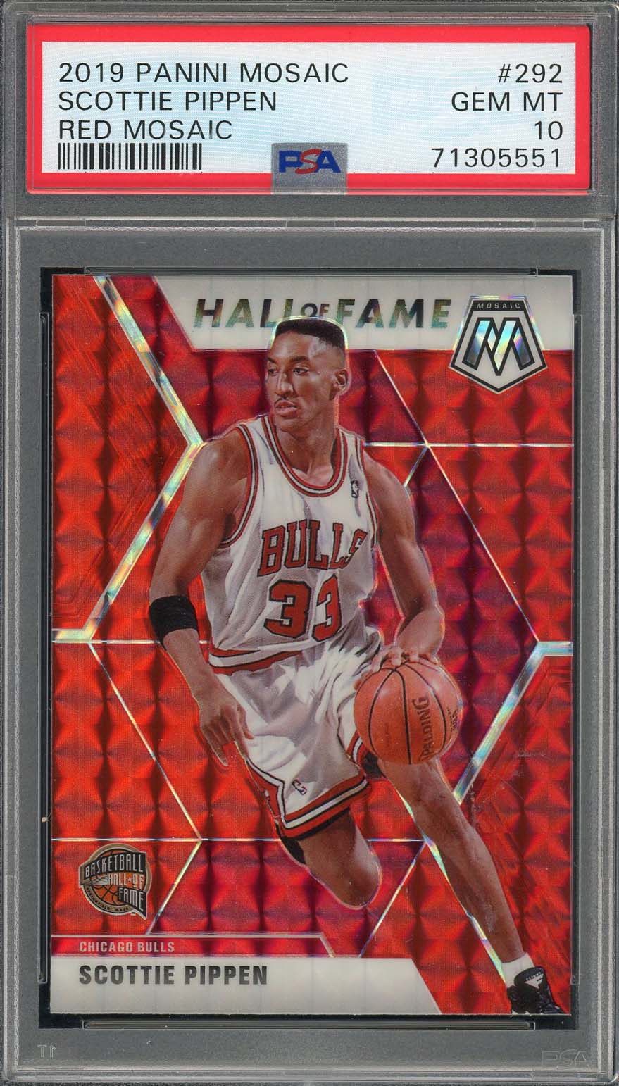 Scottie Pippen 2019 Panini Mosaic Red Prizm Basketball Card #292 Graded PSA 10-Powers Sports Memorabilia